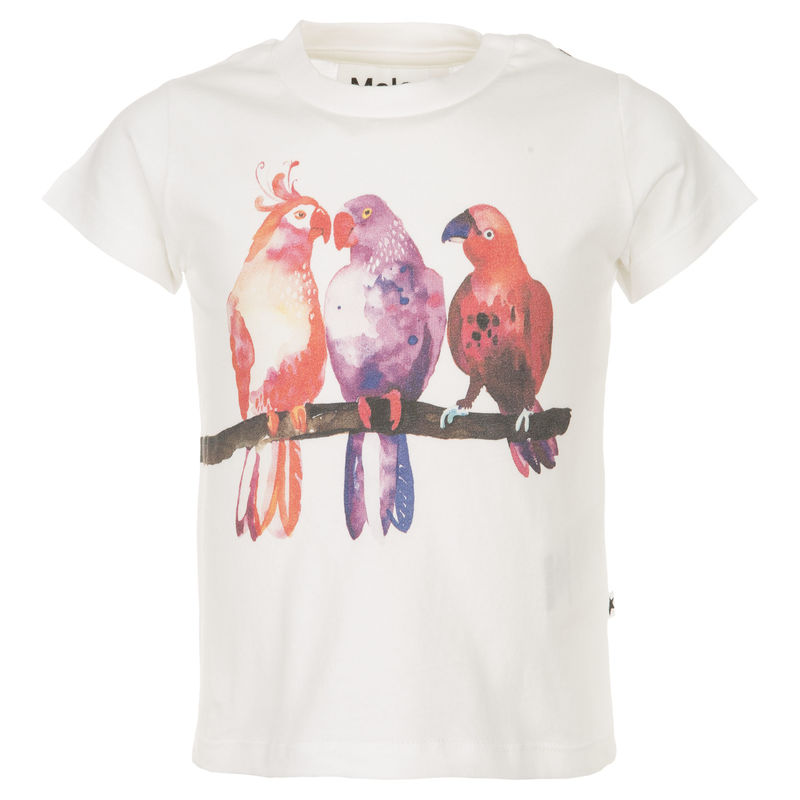 Белая футболка с акварельным рисунком "Попугаи"