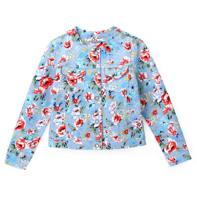 Джинсовая куртка с цветочным принтом